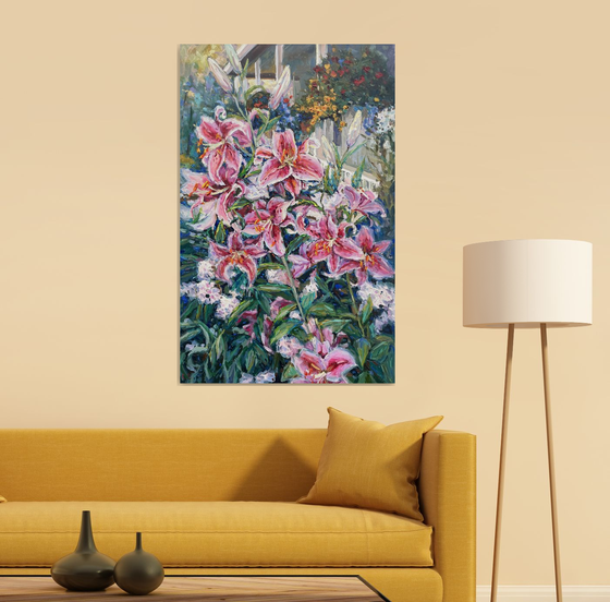 " Bush of Red lilies  "