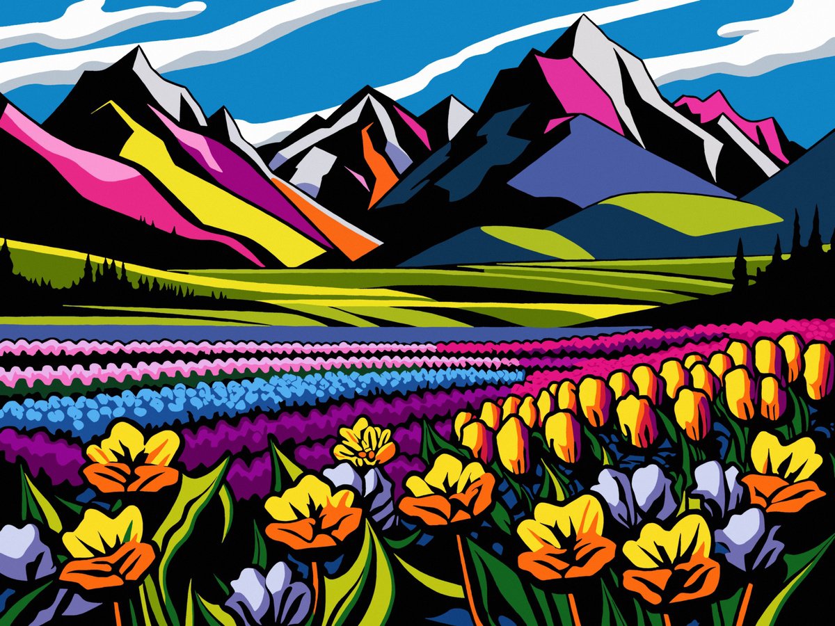 Urban And Pop Acrylic Painting , Alpine Meadows Iii By Kosta Morr, 31 X 24, Artwork For Sale On Artfinder