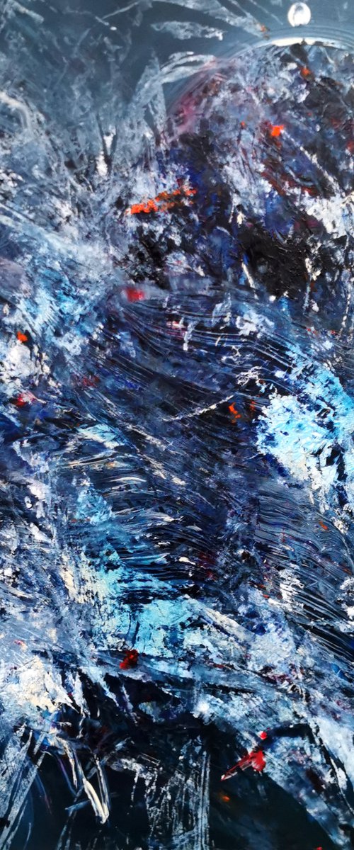 Large enigmatic blue angel series painting by KLOSKA by Kloska Ovidiu