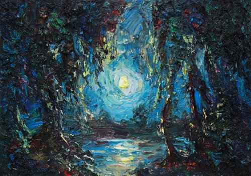 Surrounded by fantasy at night by river by Alisa Onipchenko-Cherniakovska