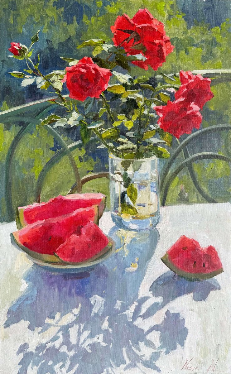 Impressionistic Botanical Oil Painting By Nataliia Nosyk, 20 X 31", Summer