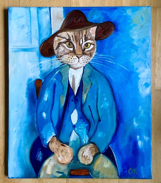 Troy The Cat  Little Peasant  inspired by  portrait  ( 1918) of Amedeo Clemente Modigliani