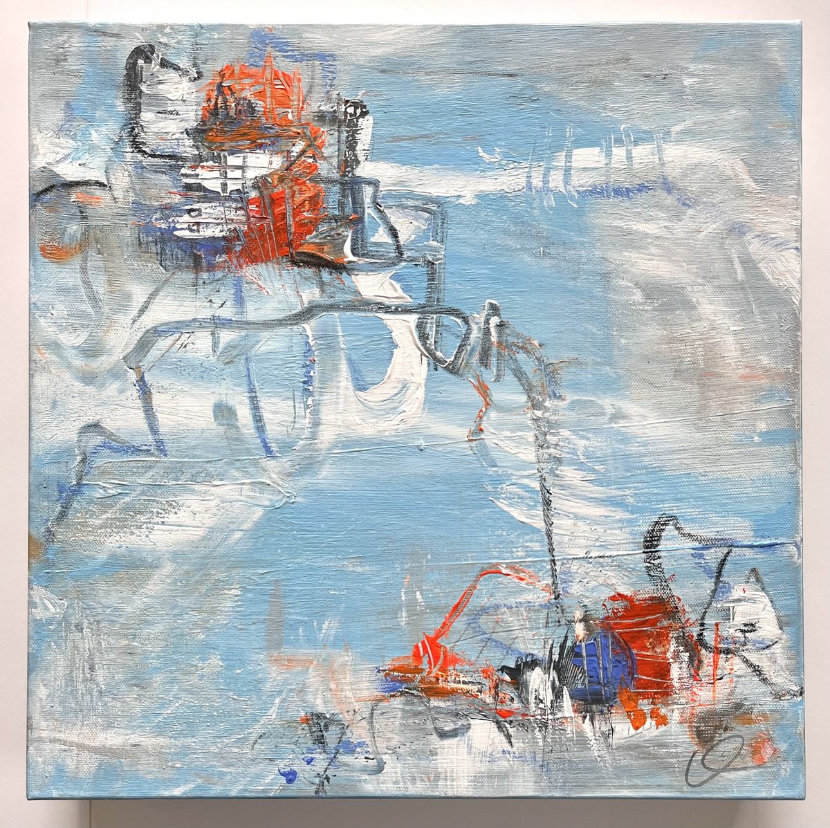 Organic Abstract Acrylic Painting By Maria Bevilacqua-Fischer, 16 X 16", Day Dreaming I (40X40Cm), Original Artwork