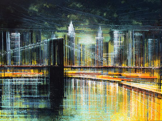 New York - The Brooklyn Bridge At Midnight