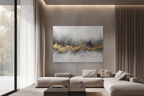 Gold Leaves in Gray Mist