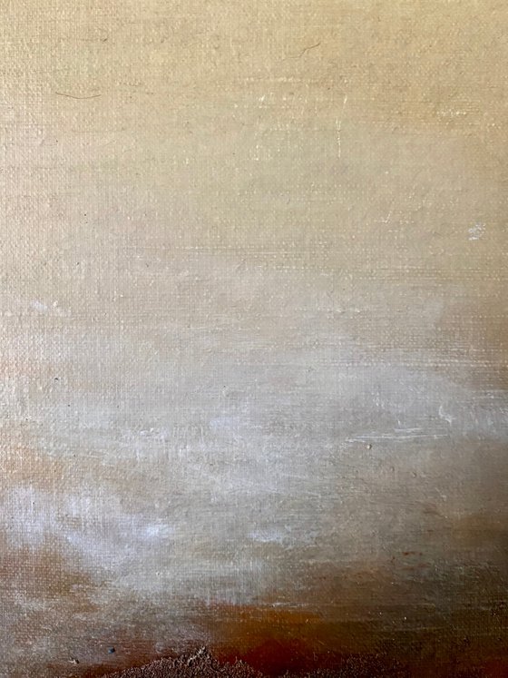 Estuary-2 25X25 cm - original oil painting gold particles landscape gift modern urban art office art decor home decor gift idea