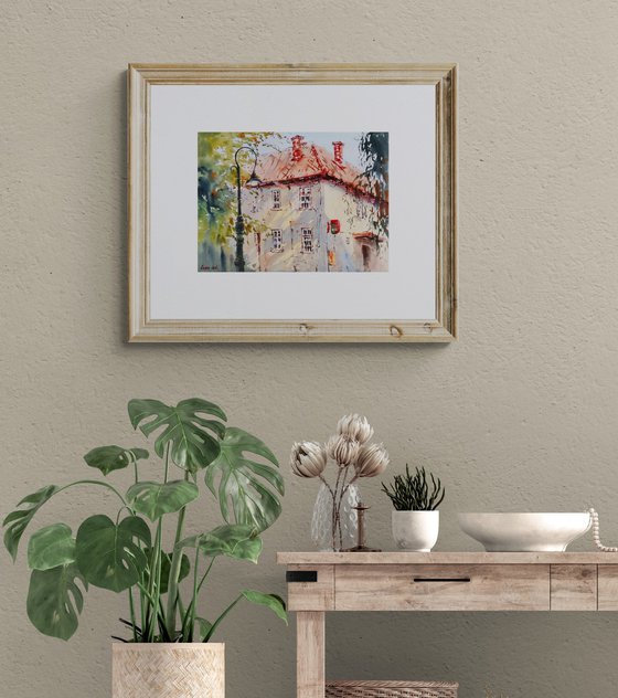 Hungarian post office (2019) | Original Hand-painted Art Small Artist | Mediterranean Europe Impressionistic