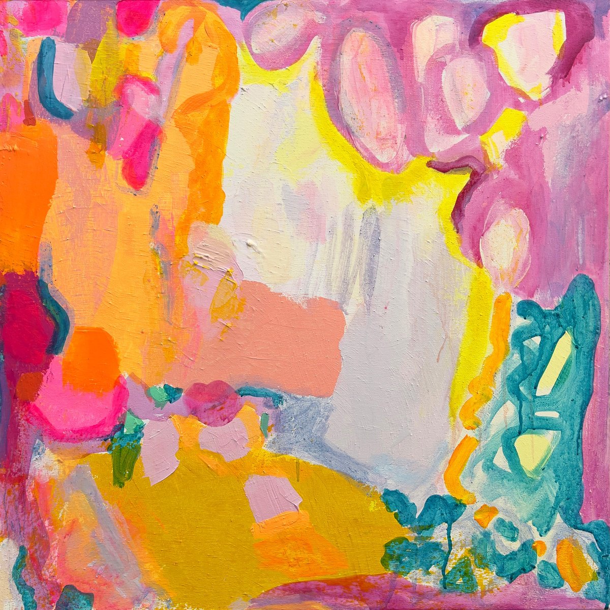 Organic Abstract Acrylic Painting By Kathryn Sillince, 30 X 30", 