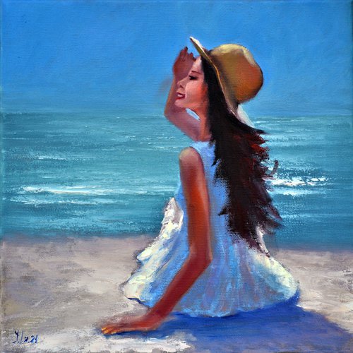 Summer, sea, beach, girl by Elena Lukina