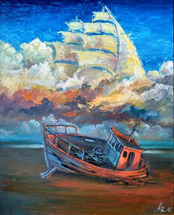 Old Boat 2018 Oil Painting By Ann Krasikova Artfinder