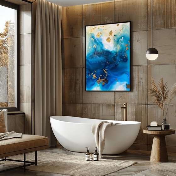 Abstract Ocean Gold 70x100