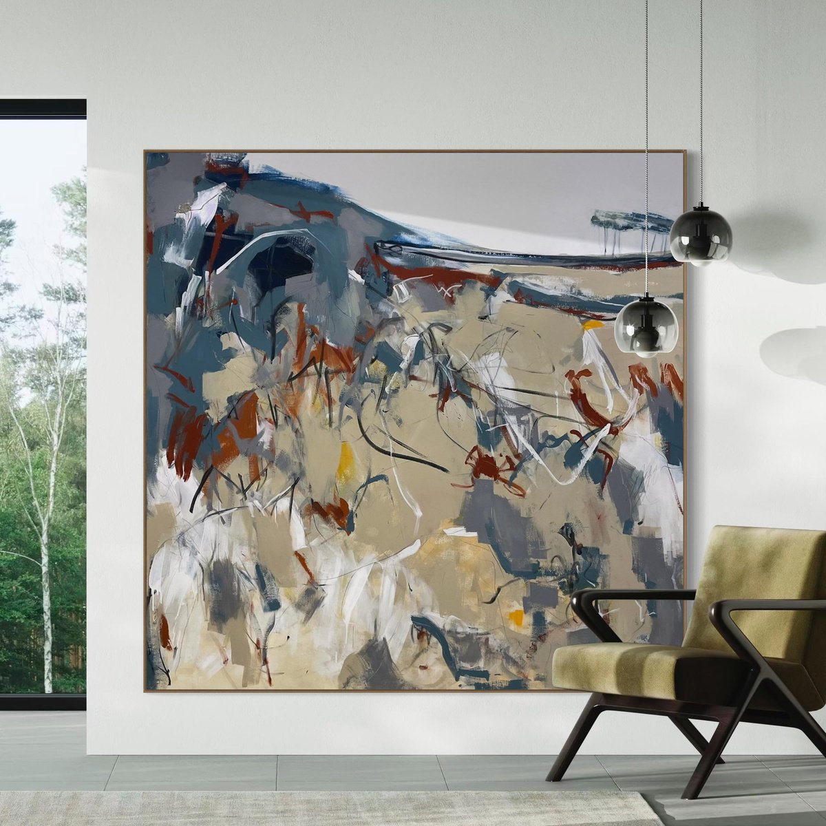 Abstract Acrylic Painting By Cheryl Harrison, 63 X 63, Windswept, Original Artwork