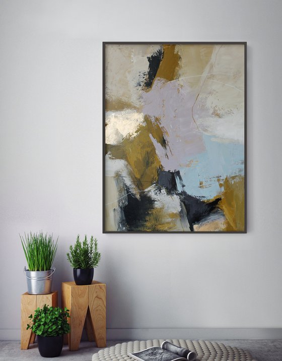 "Ness 2" Licak brown beige abstract art