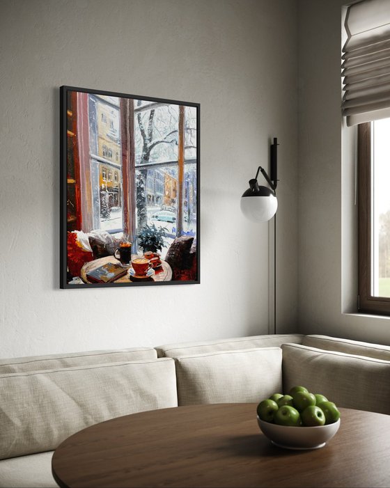 First Snow Beyond the Window