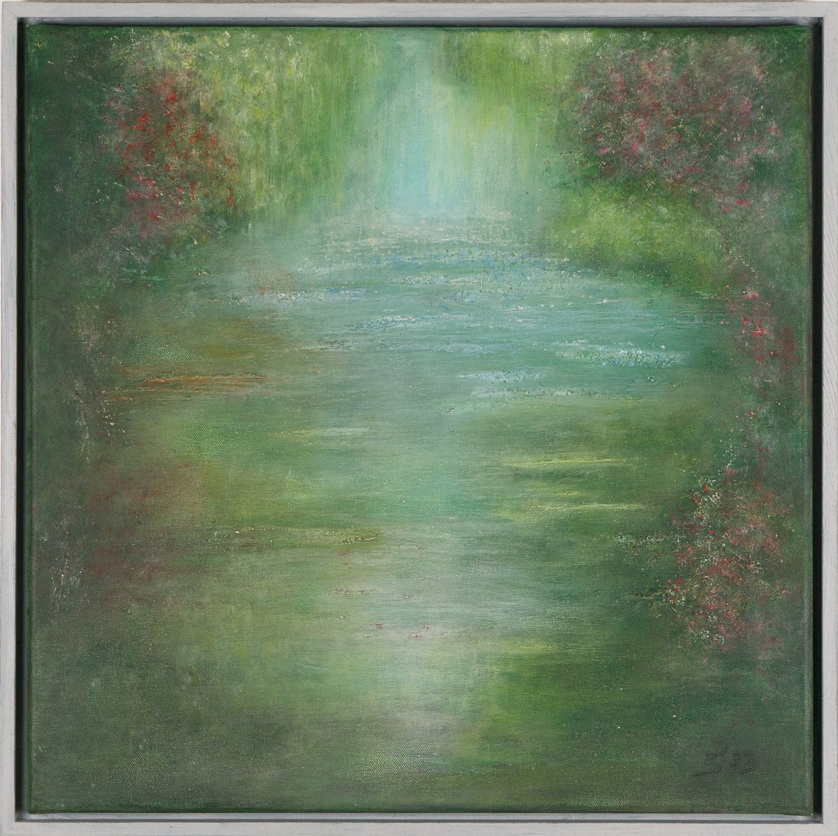 Impressionistic Landscape Painting By Peter Stahr, 21 X 21", Deep Waters Iii, Original Artwork