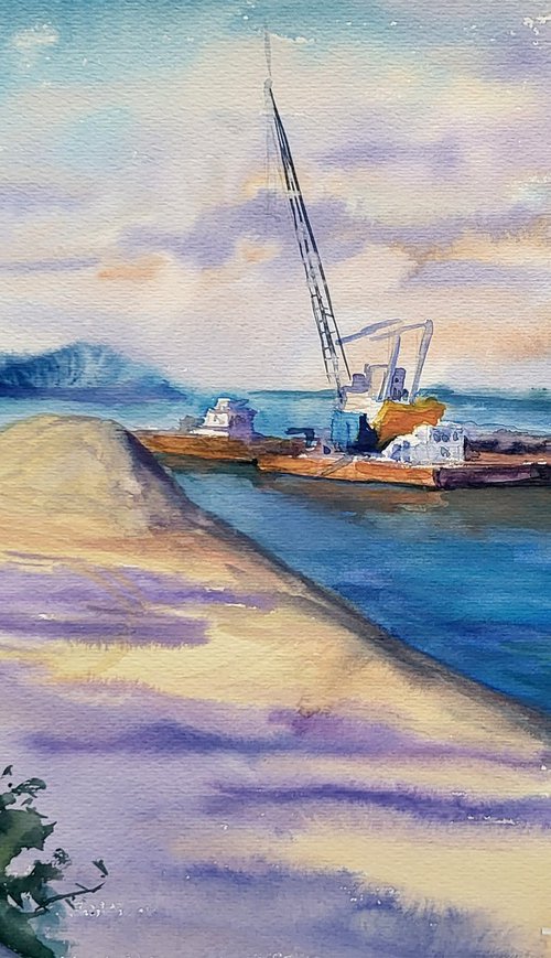 Dredge on the Dnieper by Boris Serdyuk