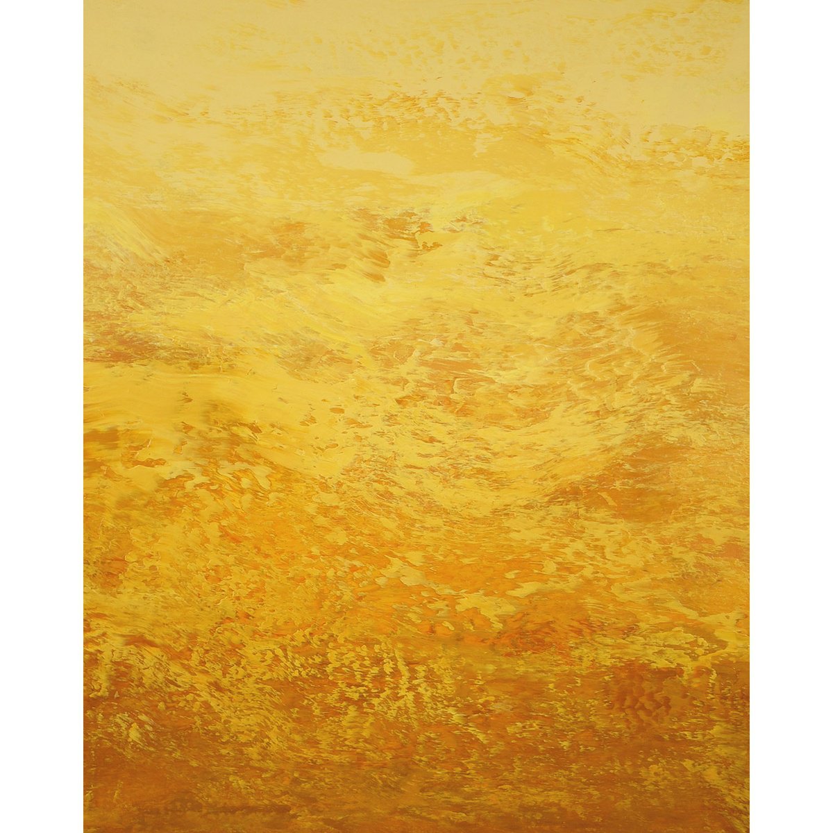 Expressive Abstract Acrylic Painting By Suzanne Vaughan, 24 X 30", Honey Nectar - Modern Yellow Abstract, Original Artwork