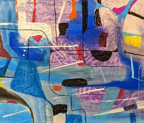Abstract painting on paper by Ulugbek Doschanov