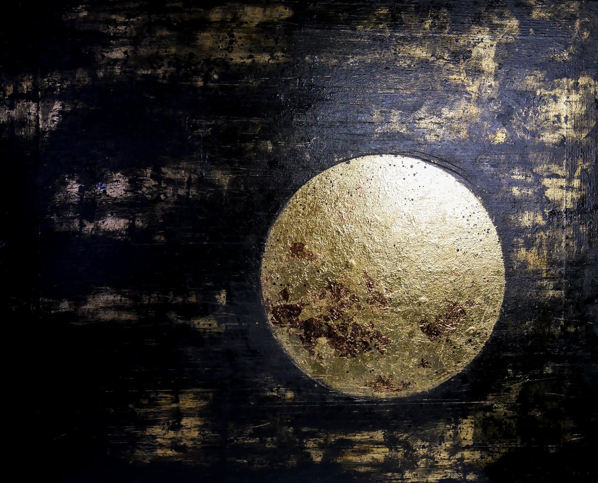 Geometric Abstract Oil Painting By Lionel Le Jeune, 19 X 14", Astre, Original Artwork