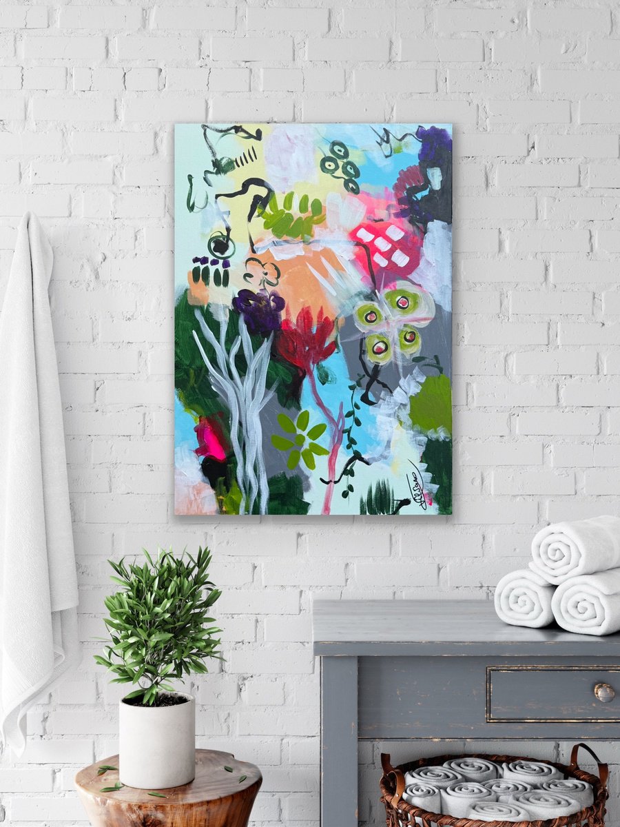 Organic Abstract Acrylic Painting By Veronica Vilsan, 20 X 28", Balance 6, Original Artwork