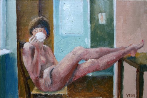 Female Figure - A Cup of Tea by Juri Semjonov