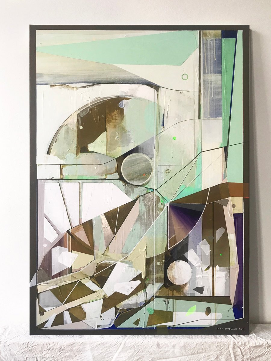 Abstract Acrylic Painting By Olga Hausmann, 28 X 39", Pieces Build The Whole, Original Artwork