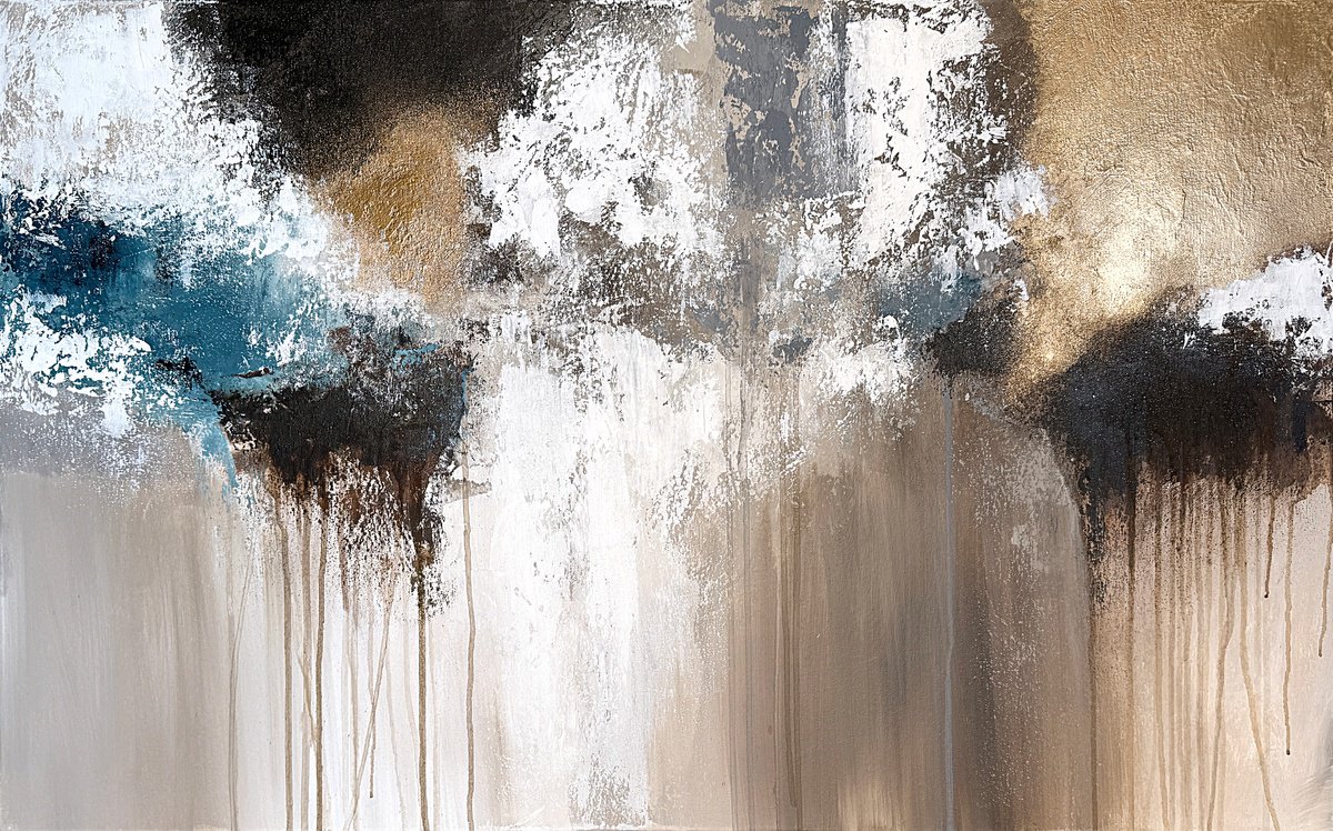 Expressive Abstract Acrylic Painting By Tatiana Malinovscaia, 39 X 24", Where Light Falls, Original Artwork