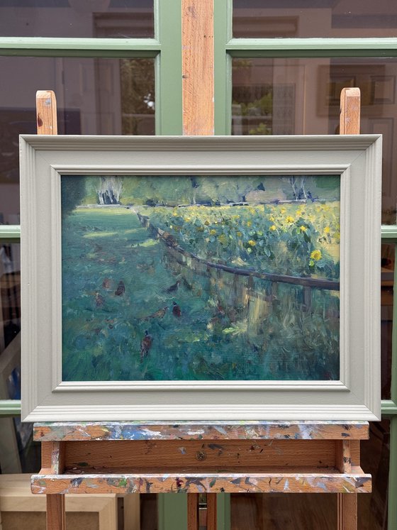 Pheasants and Sunflowers