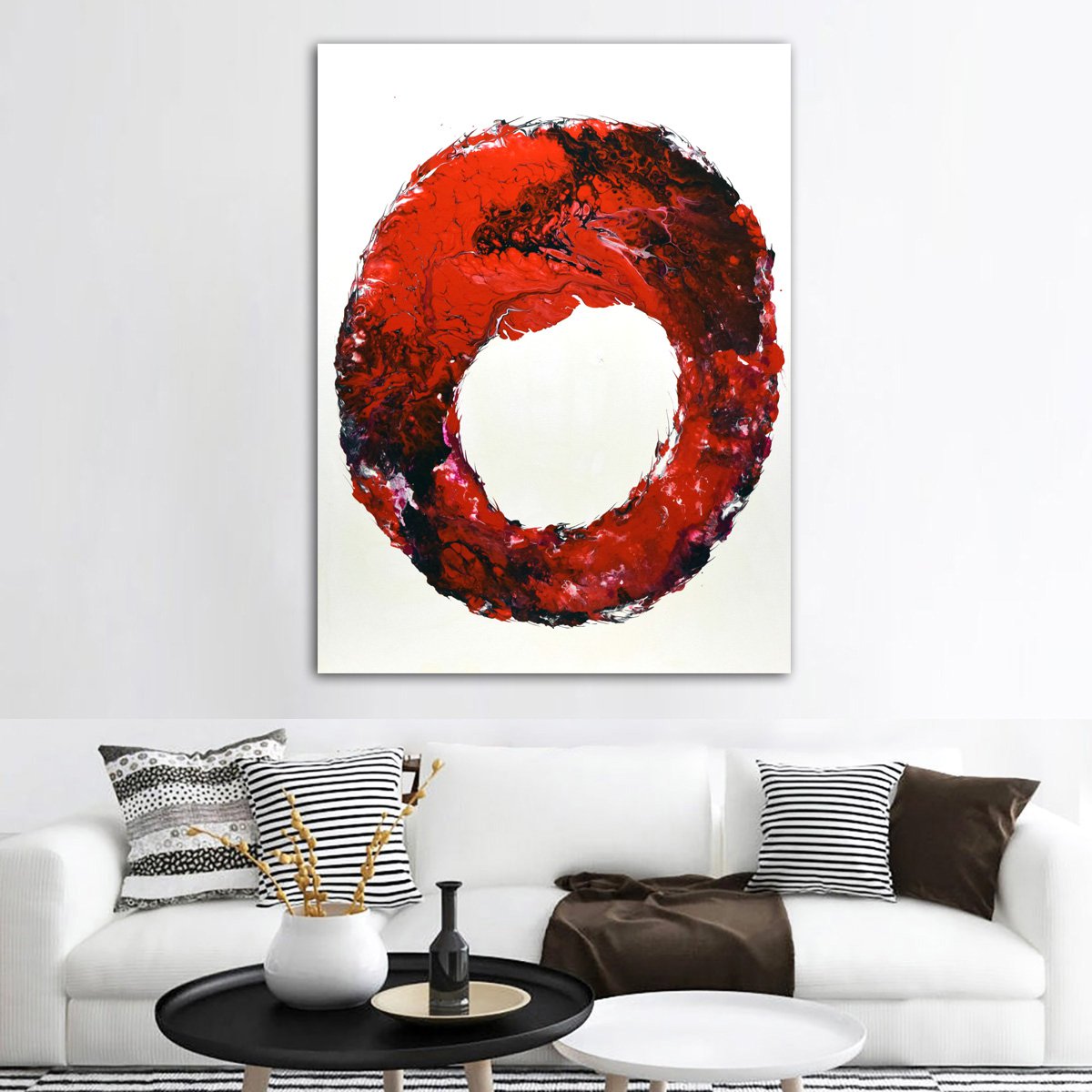 Red Circle - Large Abstract painting by Nataliya Stupak