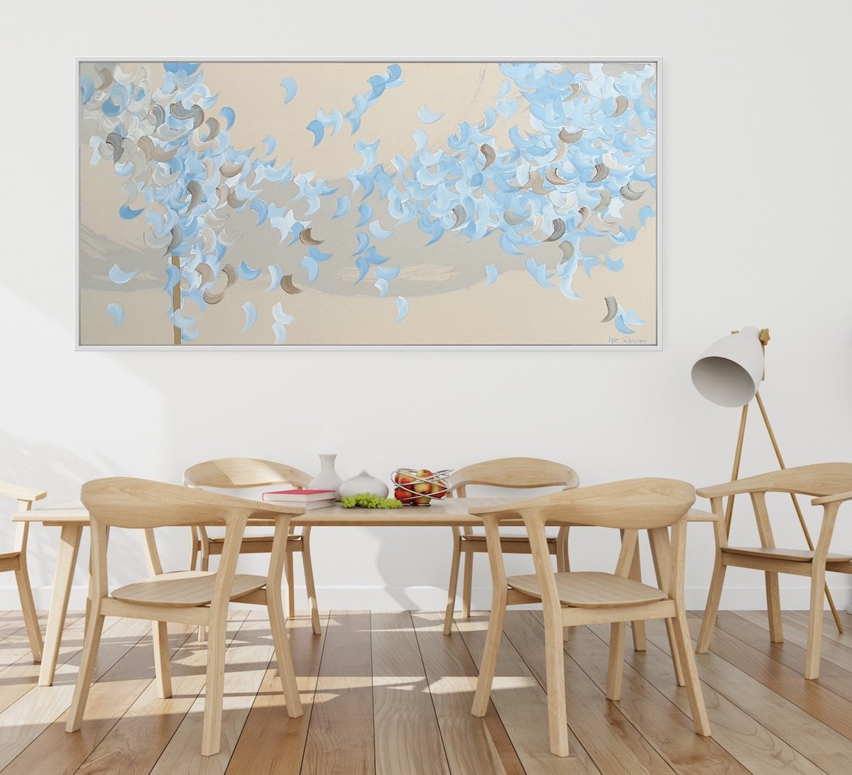 Abstract Acrylic Painting By Gabriela Azar Schreiner, 74 X 39, Serene, Original Artwork