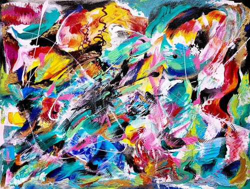 Breakthrough 020424 - original acrylic painting on canvas by Galina Victoria