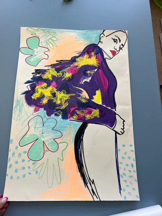 Woman Portrait with Purple Coat