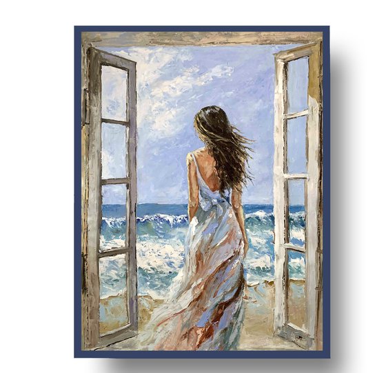 Woman and ocean.