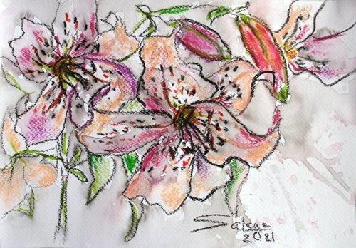 Tiger Lilies 02 /  ORIGINAL PAINTING by Salana Art Gallery