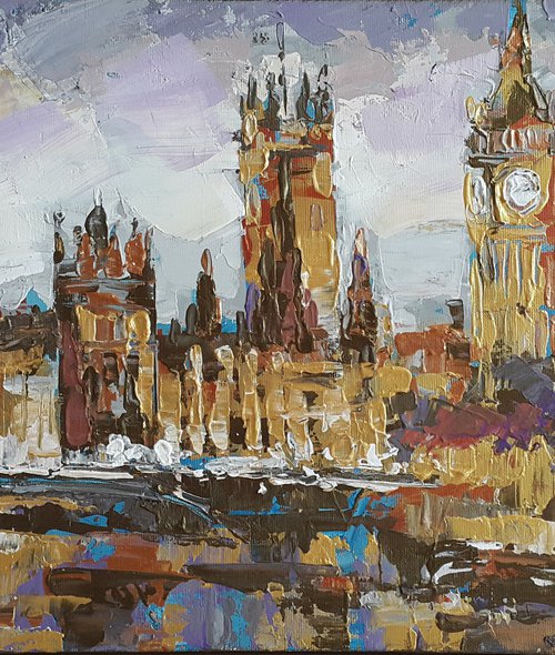 UK London -  landscape city scene painting by Viktoria Lapteva