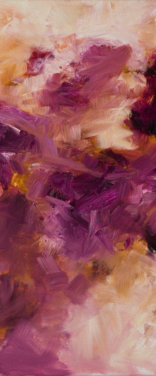 Abstract in purple, garnet and ochre - Oil painting - Wall art decoration by Fabienne Monestier