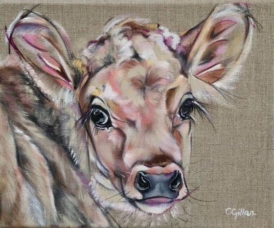 Edith - Cow Calf original oil painting on linen