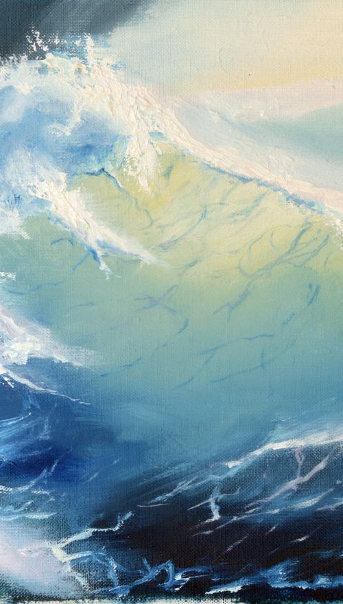 The power of wave Aivazovsky inspired nautical oil art oil seascape living room wall art marine painting, nautical art 100% Hand Painted by Anna Brazhnikova
