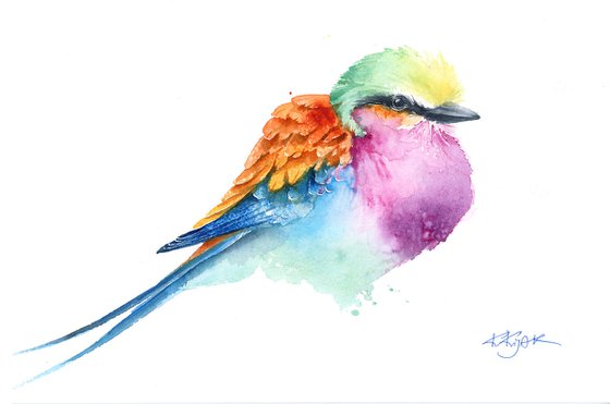 Lilac breasted roller, wildlife, birds watercolours