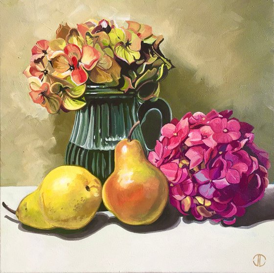 Pears And Hydrangea Flowers