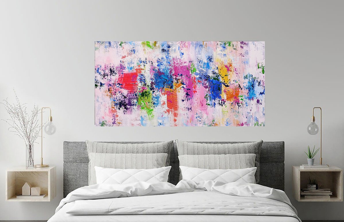 Abstract Acrylic Painting By Susan Wooler, 48 X 24", Elevate Ii, Original Artwork