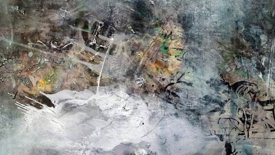 Huge framed diaphane mindscape abstract unique style 126 x 106 cm by O KLOSKA