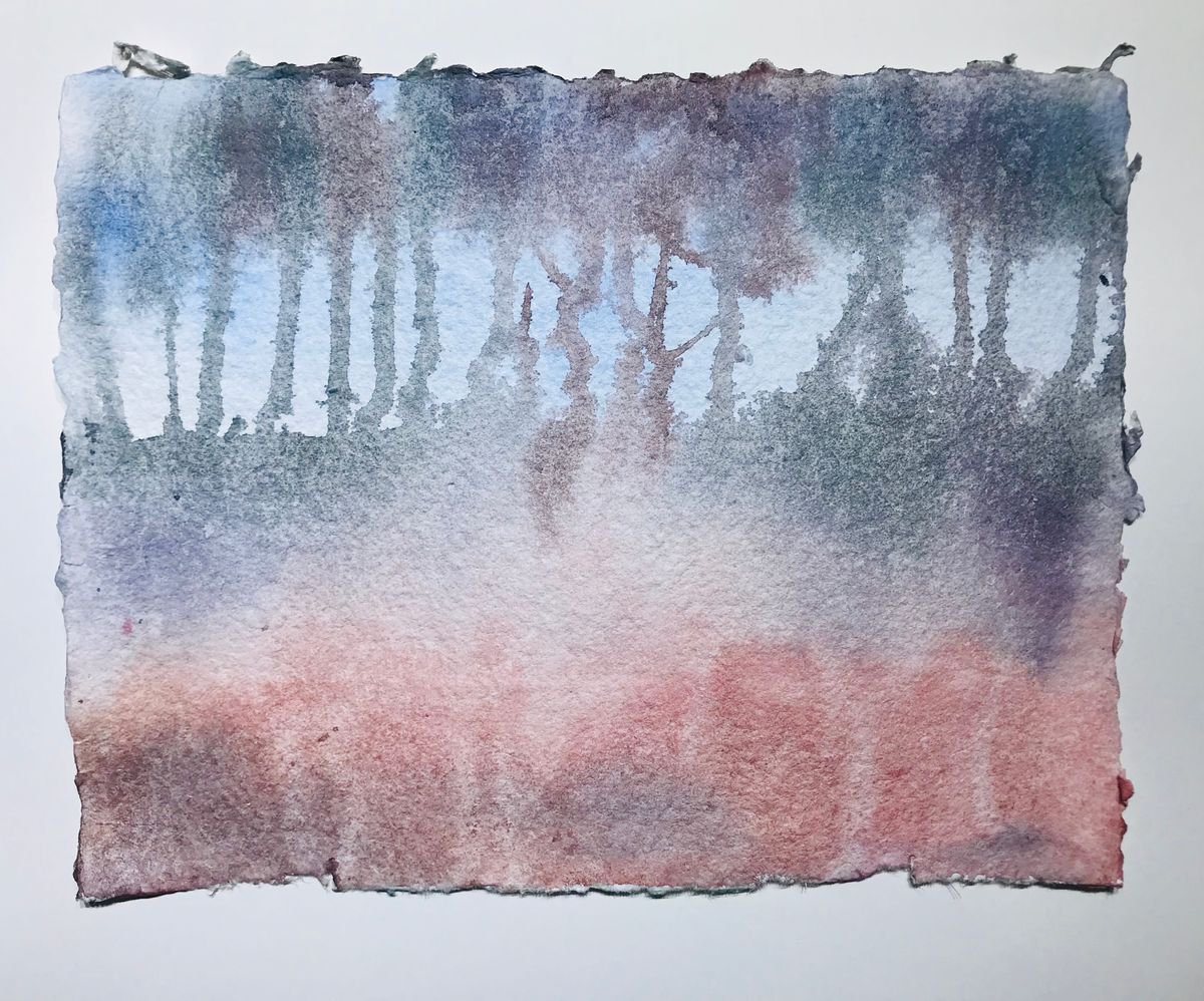 Watercolor landscape painting Trees 260820192 by Natalya Burgos