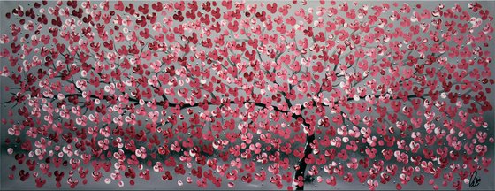 Zauberbaum - large acrylic abstract painting cherry blossoms nature painting canvas wall art