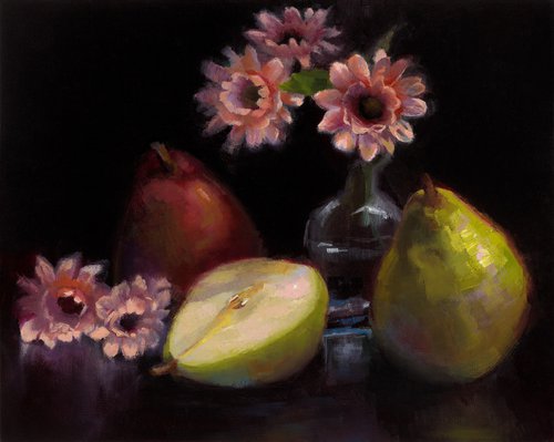 Winter Solstice - still life with pears by Talya Johnson