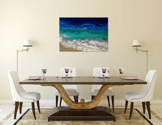 “White Waves” LARGE Painting 70x100 cm