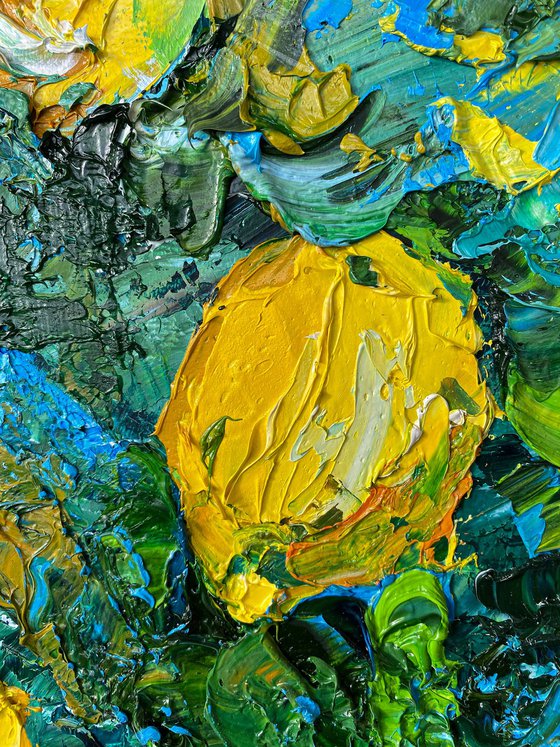 Lemon Tree Impasto Oil Art