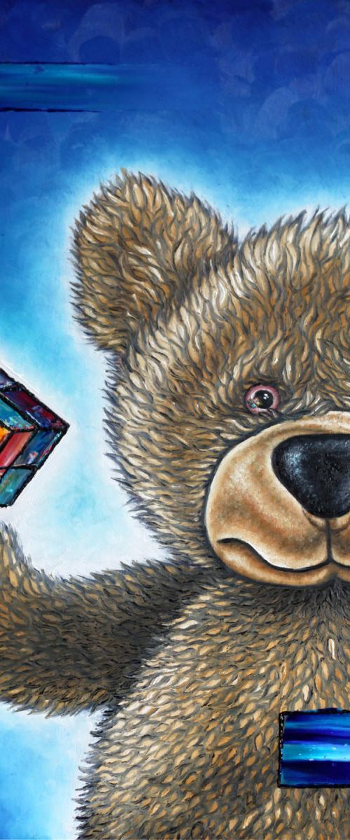 "The Little Bear Discovers The Secret" - New Preston M. Smith (PMS) Oil Painting by Preston M. Smith (PMS)