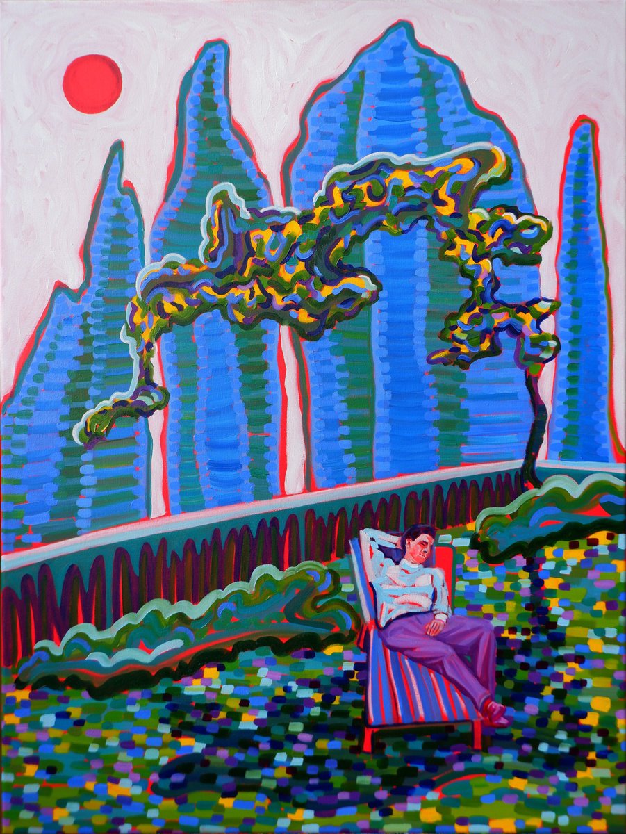 Impressionistic Landscape Oil Painting By Van Lanigh, 24 X 31", Feeling Good, Original Artwork