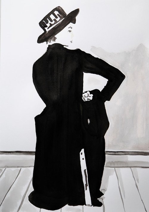 Women in a black suit / 42 x 29.7 cm by Alexandra Djokic